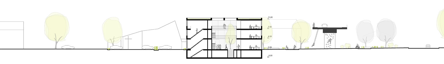 Längsschnitt mit Brücke